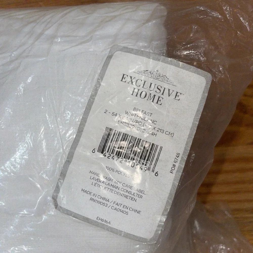 NEW Exclusive Home Belfast Woven Wave Embellished Sheer  White 54x84